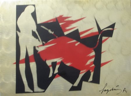 VERNIS SAGE BENGASI 1916 SENZA TITOLO, 1974 SMALTO SU LAMIERA cm 60 x 80...