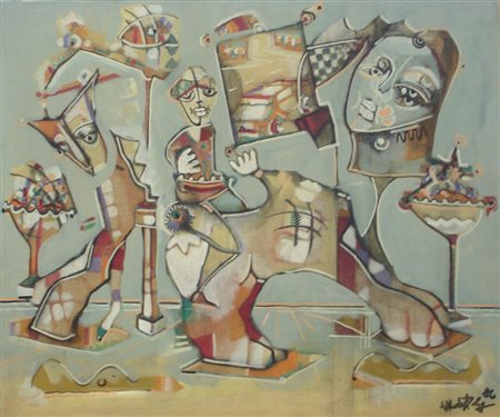 DELEGO MARTINO GENOVA 1956 PICCOLI GIOCHI E GRANDI UTOPIE, 1986 TECNICA MISTA...