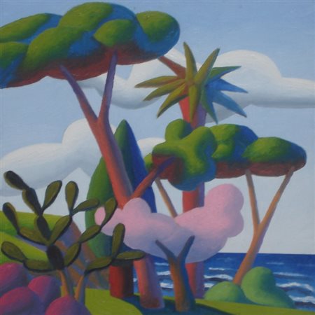 SALVO LEONFORTE 1947 PRIMAVERA OLIO SU TELA cm 50 x 50 Firma al retro...