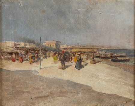 Eugenio Selva (attivo nella seconda metà del XIX - prima metà del XX secolo)  - Il mercato al porto, 1898