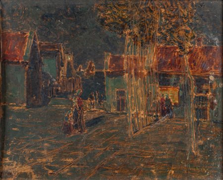 Giuseppe Sacheri (Genova 1863 - Pianfei 1950)  - Notturno con figure