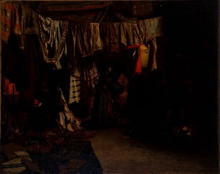 Angelo Serafino (attivo in Piemonte nella seconda metà del XIX secolo)  - Scena di interno