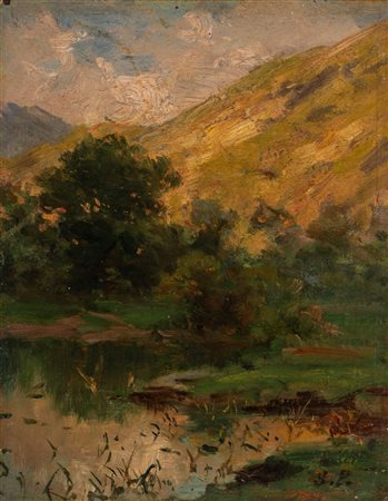 Silvio Poma (Trescore Balneario 1840 - Turate 1932)  - Scorcio della Brianza