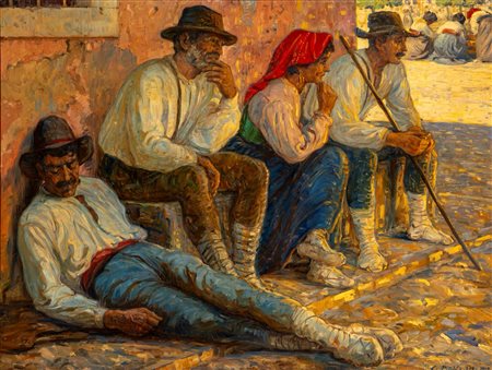 Carl Budtz Moller (Danimarca 1882 - 1953)  - Riposo ad Anticoli Corrado, 1912