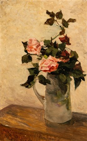 Filiberto Petiti (Torino 1845 - Roma 1924)  - Rose in vaso