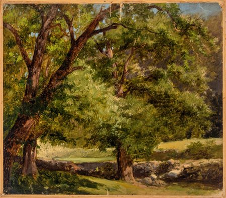 Vittorio Benisson (Torino 1830 - Roma 1880)  - Castagni presso Perè (Pinerolo)