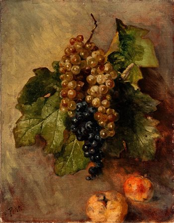 Filiberto Petiti (Torino 1845 - Roma 1924)  - Grappoli di uva e mele