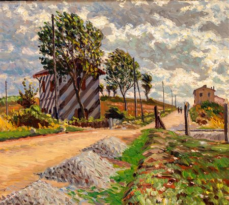 Piero Focardi (Settignano 1889 - Cannes 1945)  - Un passaggio a livello nelle Marche, 1928