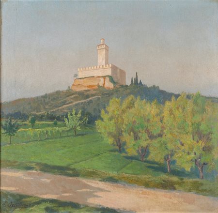 Enrico Ortolani (Roma 1883 - 1971)  - Predappio, la Rocca delle Camminate, 1938