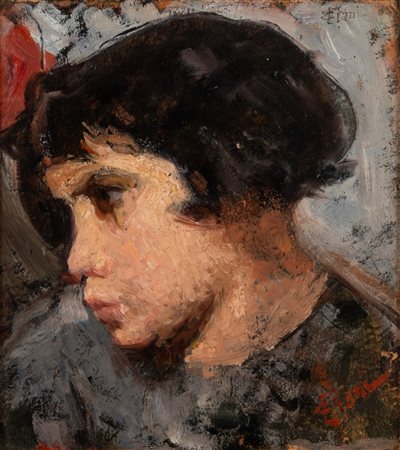 Cesare Ciani (Firenze 1854 - 1925)  - Volto di fanciullo di profilo