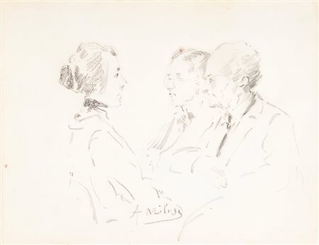 Alessandro Milesi (Venezia 1856 - 1945)  - Conversazione