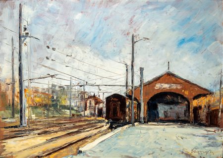 Sergio Longhi (Varese 1928 - ?)  - Varese, lo scalo merci, 1963