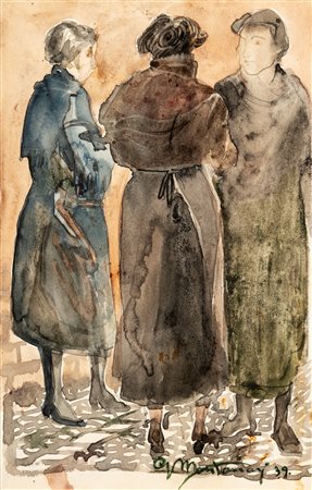 Giuseppe  Montanari (Osimo 1889 - Varese 1976)  - Le tre comari, 1939