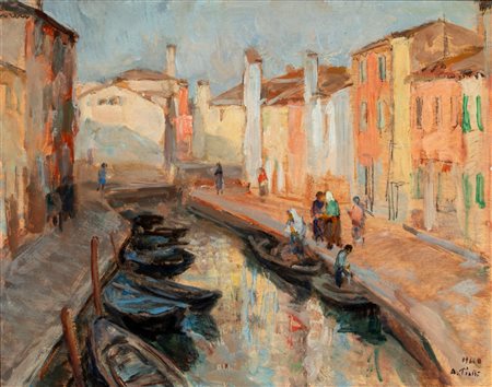 Antonio Piatti (Viggiù 1875 - 1962)  - Canale a Burano, 1940
