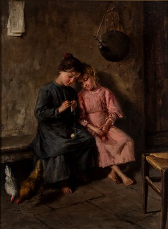 Enrico Crespi (Busto Arsizio 1854 - Milano 1929)  - Il cucito