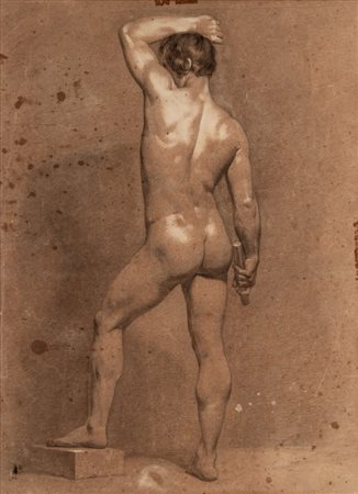 Scuola del secolo XIX - Nudo virile di schiena
