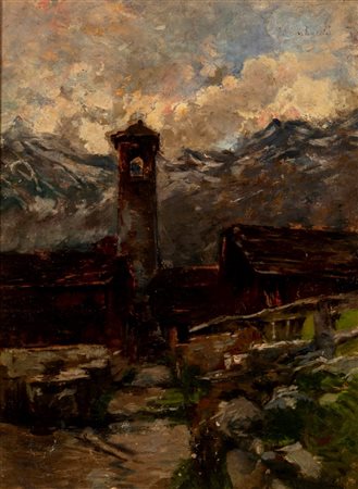 Luigi Lombardi (Brescia 1853 - Darfo 1940)  - Villaggio alpino