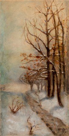 Emilio Borsa (Monza 1857 - 1931)  - Neve al Parco di Monza