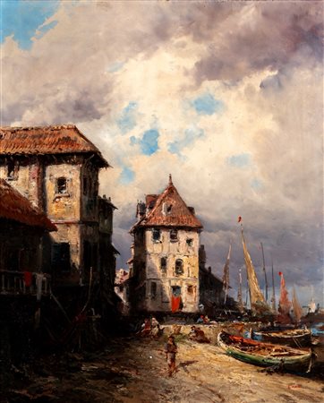 Eugenio Amus (Brescia 1834 - Bordeaux 1899)  - Porto della Normandia