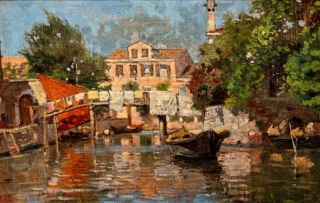 Vittore Zanetti Zilla (Venezia 1864 - Milano 1946)  - Venezia, panni al sole