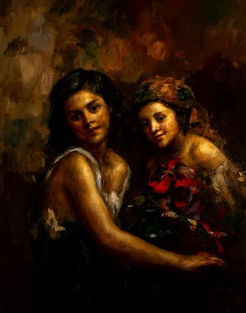 Rinaldo Agazzi (Mapello 1857 - Bergamo 1939)  - Ragazze