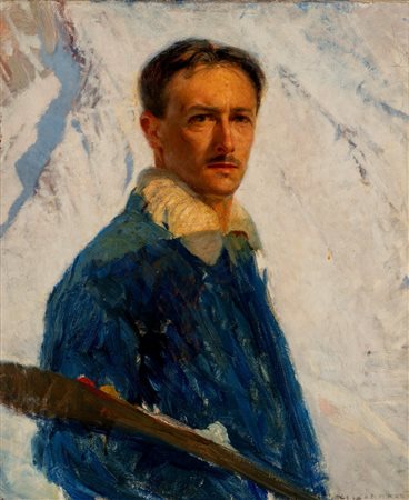 Cesare Maggi (Roma 1881 - Torino 1961)  - Autoritratto a La Thuile, 1910-1912