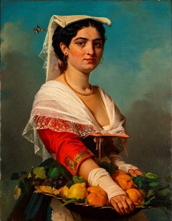 Eliseo Sala (Milano 1813 - Rancate 1879)  - Contadina d'Albano (dintorni di Roma), 1868