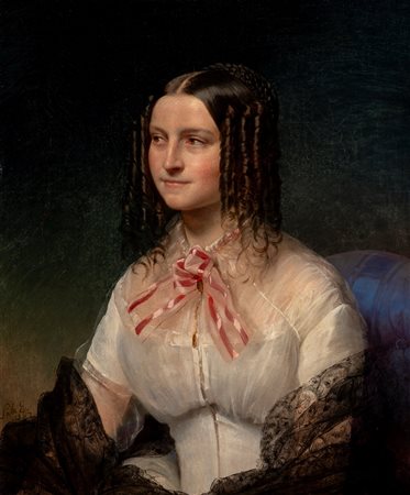 Eliseo Sala (Milano 1813 - Rancate 1879)  - Ritratto della signora Rachele Stabilini Panigati, 1845