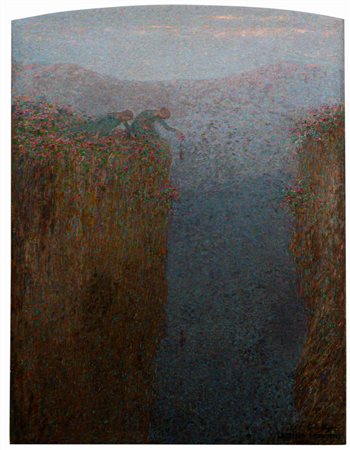 Emilio Longoni (Barlassina 1859 - Milano 1932)  - Fiori all'abisso