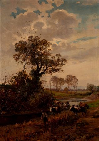 Leonardo Roda (Racconigi 1868 - Torino 1933)  - Al pascolo