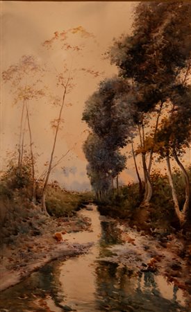 Paolo Sala (Milano 1859 - 1924)  - Paesaggio lombardo