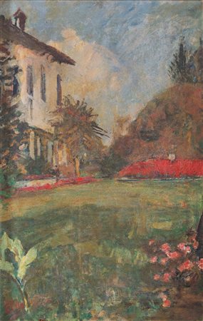 Emilio Gola (Milano 1851 - 1923)  - Paesaggio con villa