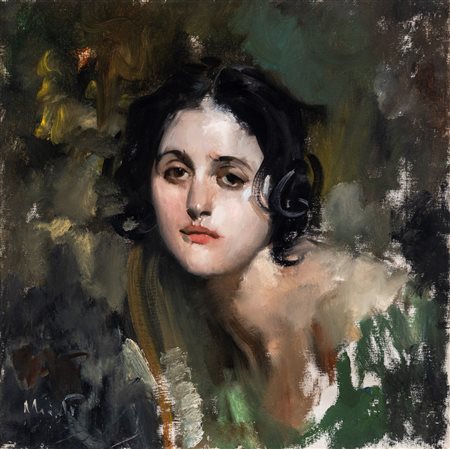 Ambrogio Alciati (Vercelli 1878 - Milano 1929)  - Volto di giovane donna della famiglia Ricordi