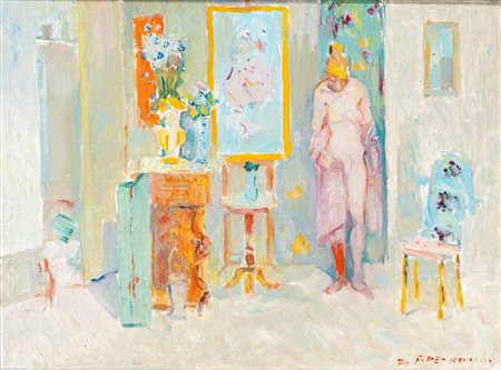 Francesco De Rocchi (Saronno 1902 - Milano 1978)  - Interno con nuda, 1970