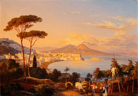 Carl Wilhelm Götzloff (Dresda 1799 - Napoli 1866)  - Veduta del Golfo di Napoli