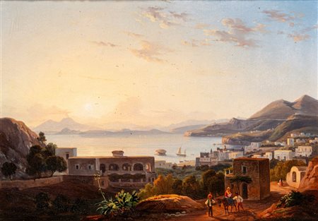 Carl Wilhelm Götzloff (Dresda 1799 - Napoli 1866)  - Veduta di Posillipo