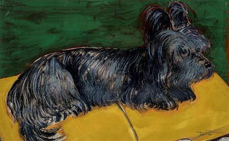 Bernardino Palazzi (Roma 1907 - 1986)  - Ritratto di Xeno, cane meraviglioso, 1959-1961