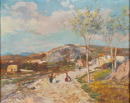 Carlo Brancaccio (Napoli  1861 - 1920)  - Napoli, la collina con l'Eremo dei Camaldoli