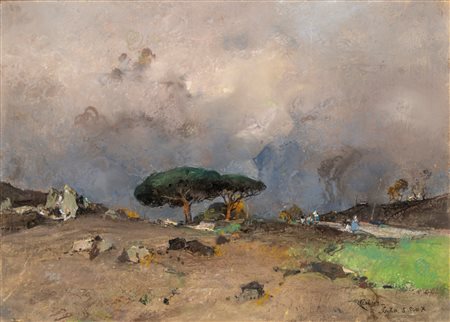 Giuseppe Casciaro (Ortelle 1863 - Napoli 1945)  - Ischia, l'arrivo della tempesta