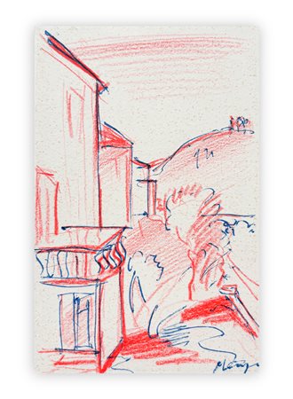 FRANCESCO MENZIO (1899-1979) - Paesaggio dal mio studio, 1948