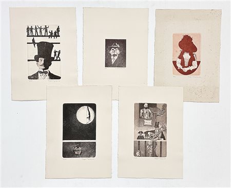 GIUSEPPE (BEPPE) MADAUDO (1950) - Lotto unico composto da 5 acqueforti