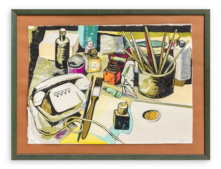 RENATO GUTTUSO (1911-1987) - Natura morta con telefono, 1980