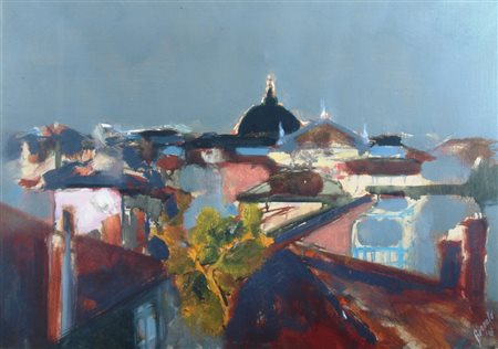 BORSATO RENATO (Venezia 1927) "Venezia - I tetti" 1963 Olio su tela cm. H:...
