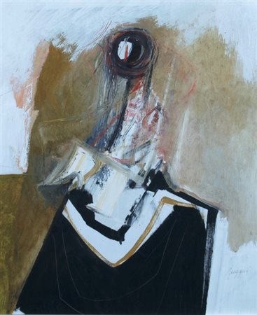 RUGGERI PIERO (Torino 1930) "Figura" 1972 Olio su tavola cm. H: 40.00 L:...