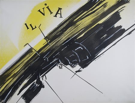 BERTINI GIANNI (Pisa 1922) "La fuite de mercure" 1957 Tempera su carta...