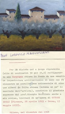 ROSAI OTTONE (Firenze 1895 - Ivrea 1957) "Campagna" Olio su faesite cm. H:...