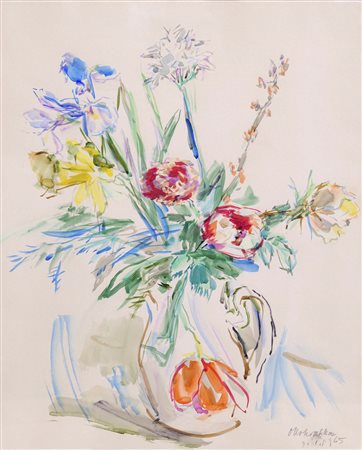 Mazzo di fiori primaverili (tulipani, giaggioli e narcisi)