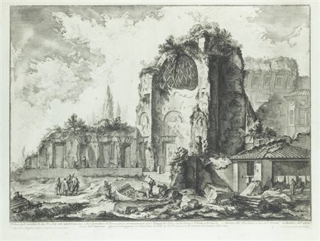 GIOVANNI BATTISTA PIRANESI<BR>Mogliano (VE) 1720 - 1778 Roma<BR>"Veduta degli avanzi di due Triclinj che appartenevano alla Casa aurea di Nerone, presi erroneamente per i Templi del Sole, e della Luna, o d'Iside, e Serapide"