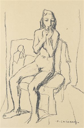 FELICE CASORATI<BR>Novara 1883 - 1963 Torino<BR>"Donna seduta"