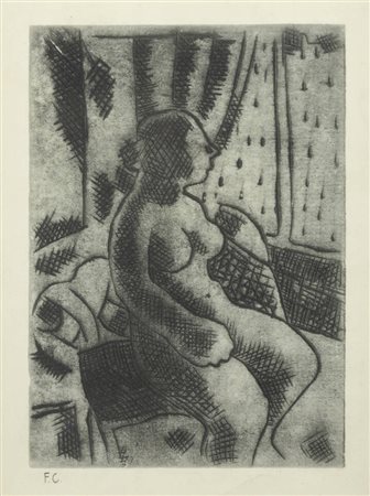 FELICE CASORATI<BR>Novara 1883 - 1963 Torino<BR>"Figura seduta"